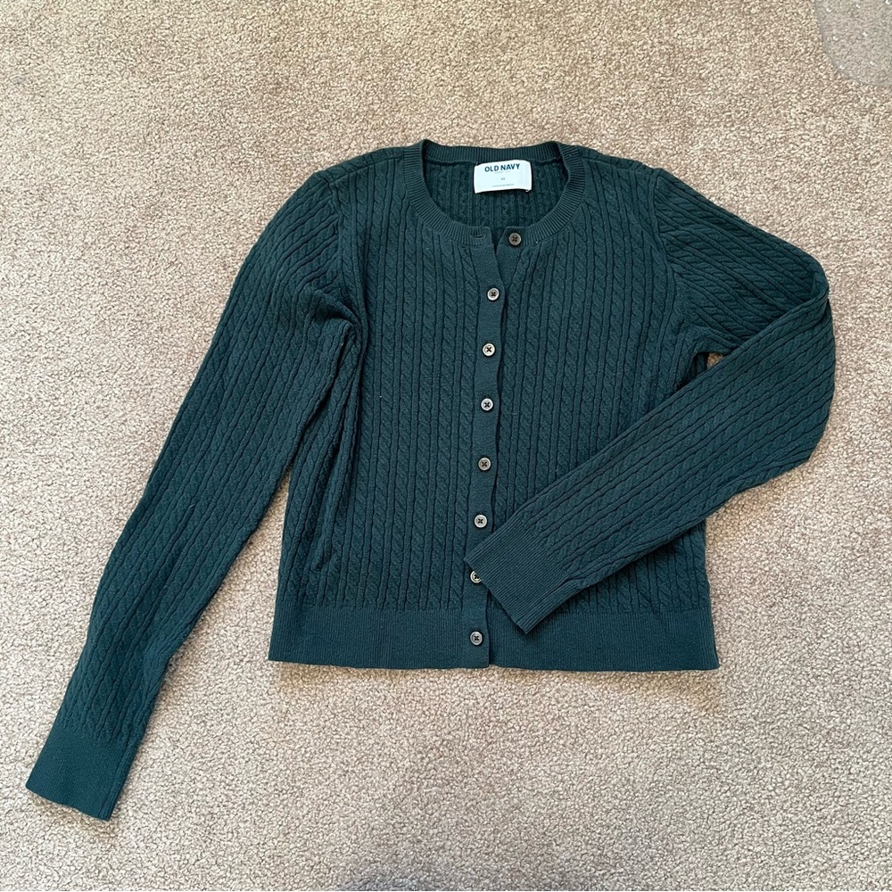 Forest Green Cardigan Sweater